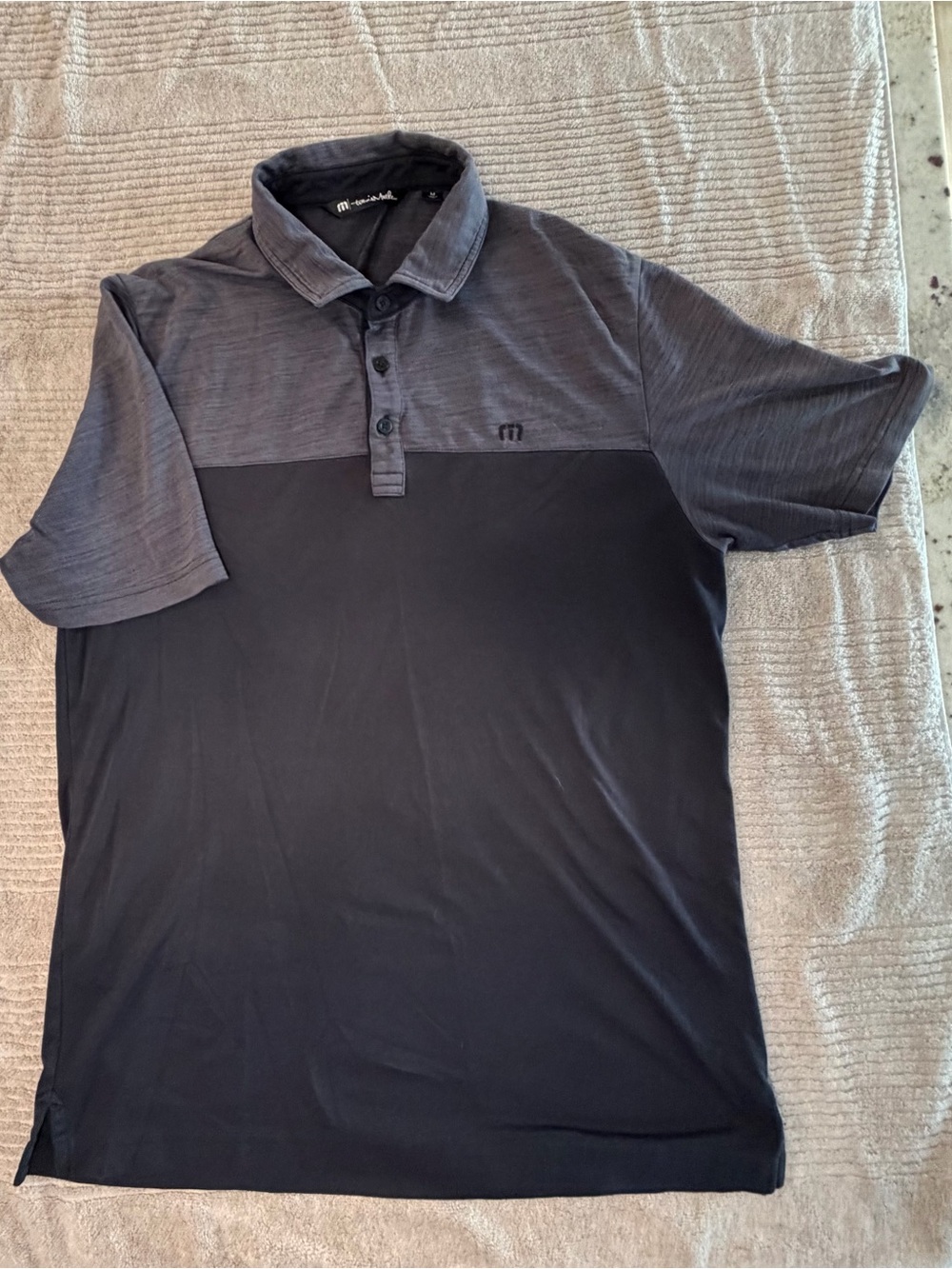 Travis Mathew Two-Tone Charcoal and Black Polo
